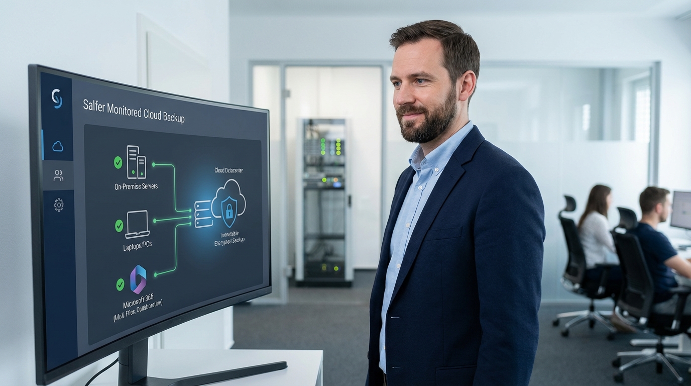 Salfer Monitored Cloud Backup | Überwachte, getestete Cloud‑Sicherung für On‑Prem‑Server, PCs & Microsoft 365