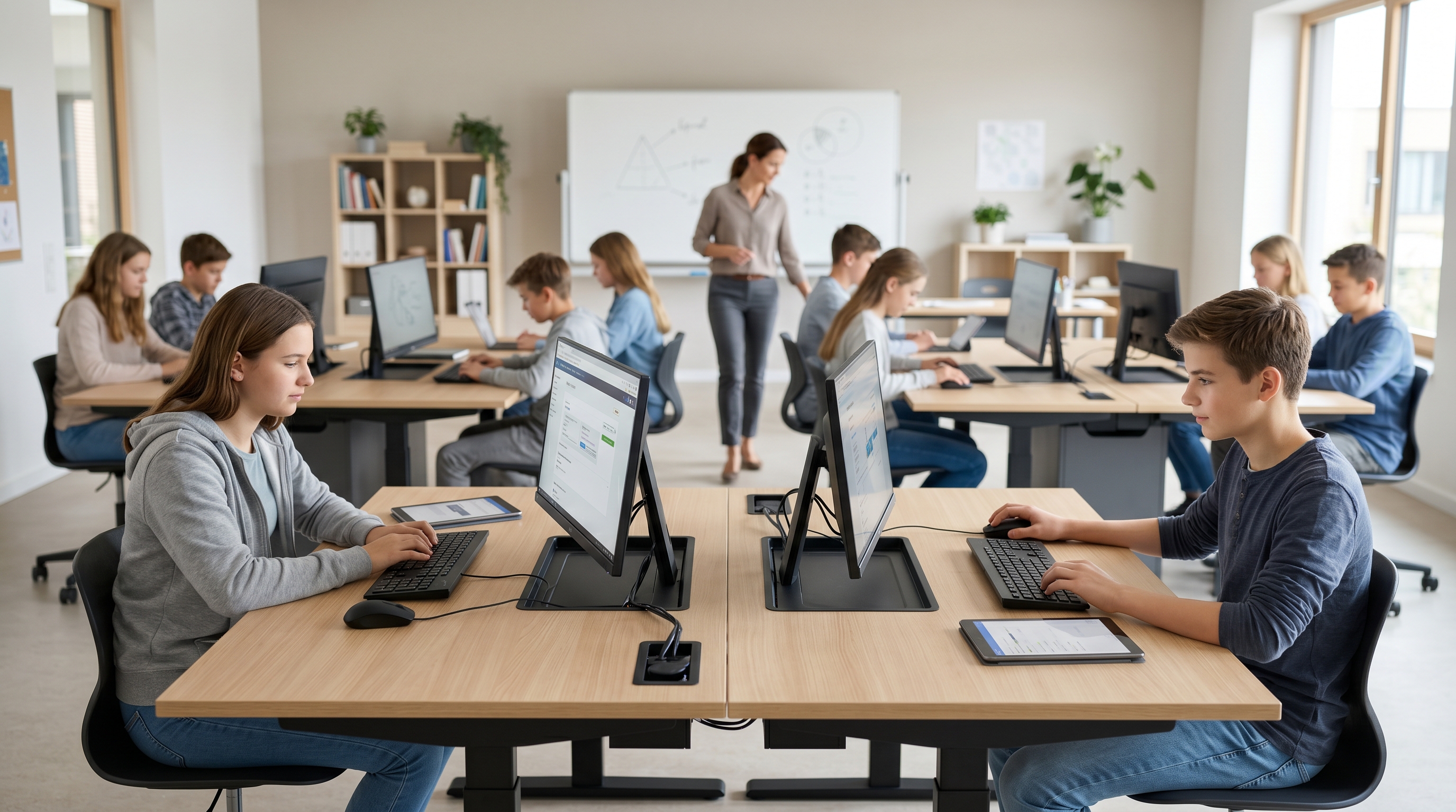 Monitor, Tastatur & Maus im Unterricht: Wie Salfer‑IT‑Möbelsysteme Tablet und PC intelligent verbinden
