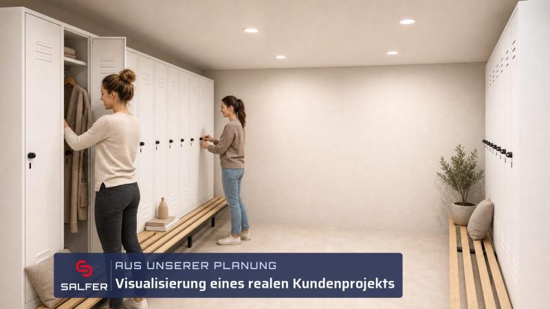 Büroplanung Visualisierung Personalumkleide mit Spinden Büroplanung Visualisierung Personalumkleide mit Spinden