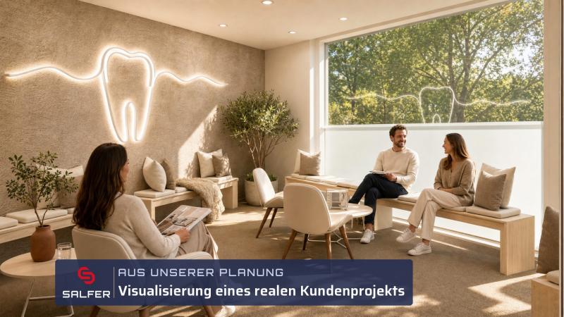 Büroplanung Visualisierung Wartebereich mit Lounge-Sesseln Büroplanung Visualisierung Wartebereich mit Lounge-Sesseln