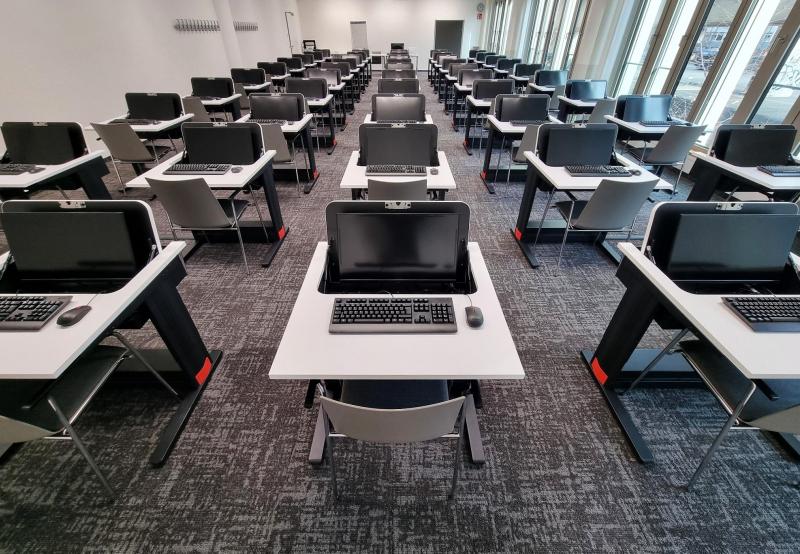 Flexible Tische, Salfer-Multifunktionstisch Format+ – versenkbarer Monitor bis zu 27“,geöffnet